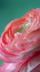 Wall Mural - Close-up of a pink ranunculus flower with soft focus background