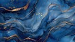 © art - Abstract blue marble with gold lines watercolor texture