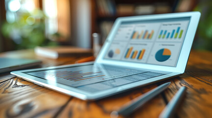 Poster - A detailed financial planning report on a tablet, indicating a personalized financial plan service. Generative AI.