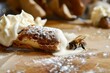 bee on the icing of a freshly made cannoli