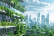 Sustainable green city living, conceptual digital illustration