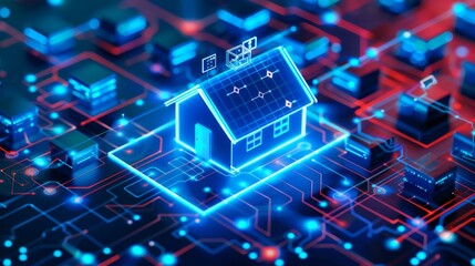 Poster - Blue House on Computer Circuit