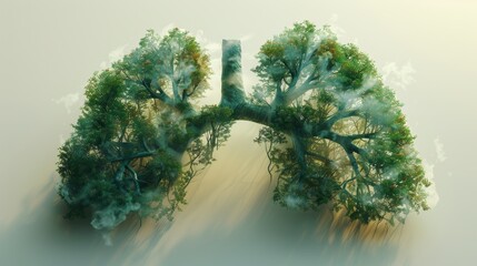 Wall Mural - Digital illustration of lungs made of trees