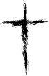 Cross silhouette in hand-painted style. Religion symbol. Isolated design element