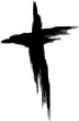 Cross silhouette in hand-painted style. Religion symbol. Isolated design element