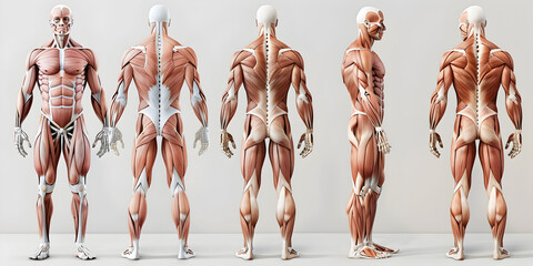 Human muscle anatomy against a stark white canvas, showcasing the marvel of biological engineering within us