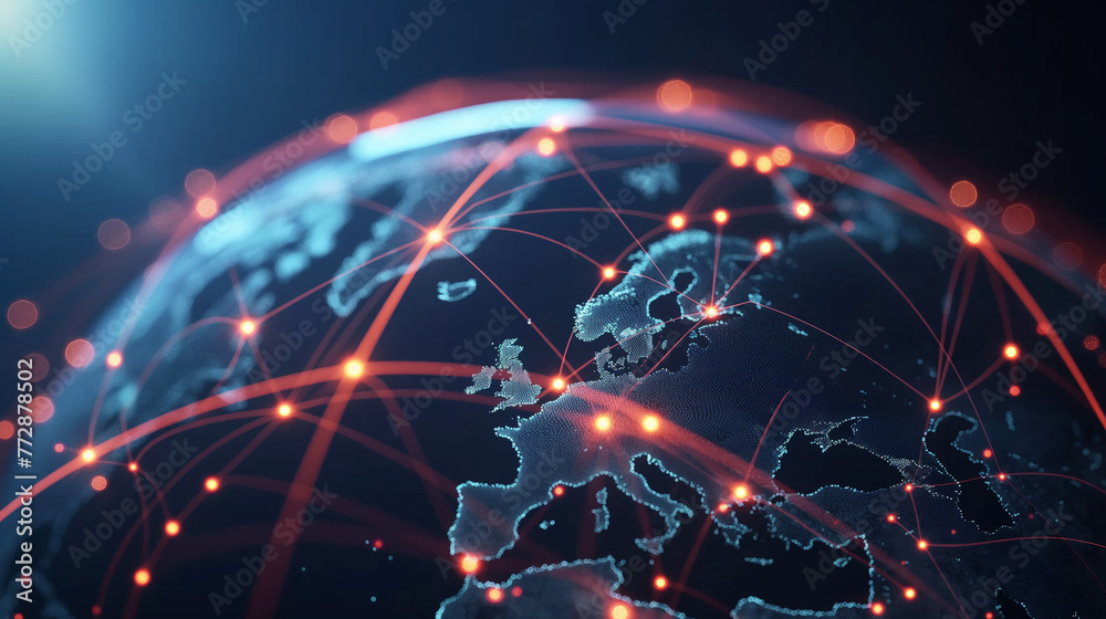 Interconnected regions of the globe with links Stock Photo | Adobe Stock