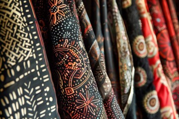 closeup of customdesigned tent fabrics with artistic patterns