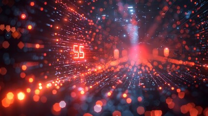 Aufkleber - A digital futuristic concept of 5G signal, graphic of a digital signal