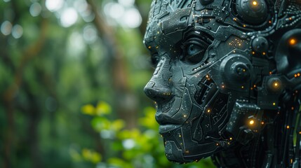 Poster - A futuristic AI head with machine learning or machine learning concepts