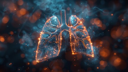 Aufkleber - The lungs are pictured with analysis data in a medical health care technology concept