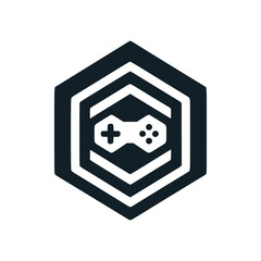 Poster - hexagonal gaming logo vector illustration template design