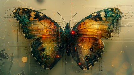Poster - Combining a butterfly shape with an electronic pattern