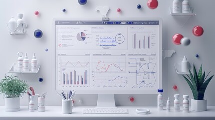Poster - A realistic medical clipboard with elements of health care in a medical infographic