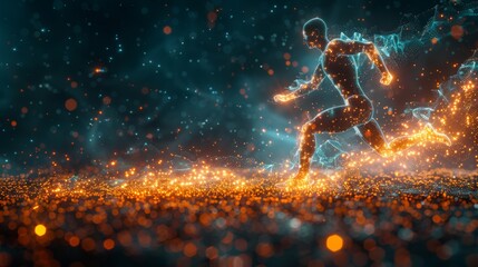 Poster - Polygon runner with futuristic elements, based on sport science technology...