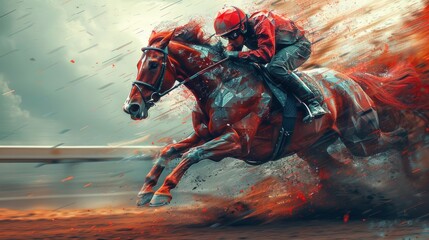 Poster - Racing polygon graphic with futuristic elements