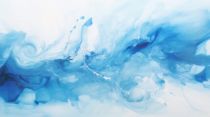 Abstract blue ink in water background. Fluid art concept with copy space.