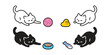 cat vector kitten icon yarn ball duck toy food bowl white black neko calico pet cartoon character munchkin doodle illustration symbol isolated clip art design