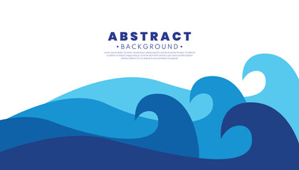 Wall Mural - Abstract blue water wave pattern background. Paper cut style concept. Vector illustration.