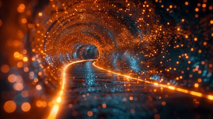 Poster - An illustration of a dotted tunnel as a key visual for digital transformation or big data