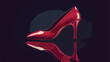 Elegant womens shoe on dark background Flat vector 