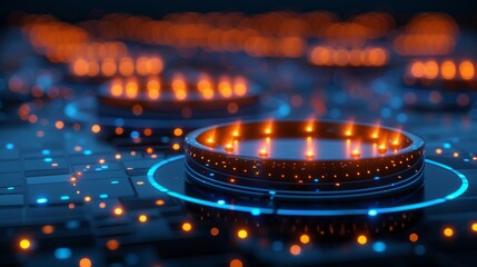 Fototapete - In a futuristic style, a 3D candlestick is displayed in the stock market