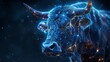 An image of a low poly bull with futuristic astrological elements in Taurus horoscope sign in twelve zodiac signs