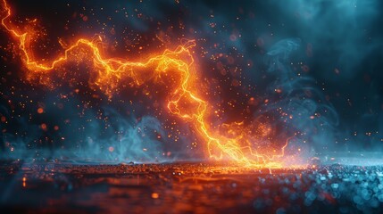 Leinwandbilder - Lightning or thunderbolt 3D graphic with futuristic elements