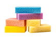© Usama - Five Vibrant Colored Sponges Stacked. On a White or Clear Surface PNG Transparent Background..
