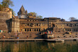 24 February 2024, Exterior View of the scenic tourist landmark Maheshwar fort in Madhaya pradesh in India.This monument is on the banks of the Narmada River.