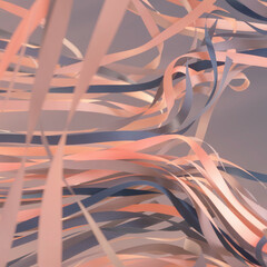 Poster - Digital illustration with swirling abstract pattern of flying paper ribbons. 3d rendering