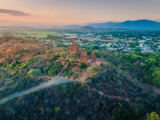 Aerial view of Cham towers, Po Klong Garai, Ninh Thuan province, Vietnam.