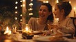 © Tungbackground - Warm Family Evening Meal with Smiling Mother and Child
