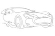 One continuous line.Passenger car. Part of the body of a modern car. Details of the design of private transport. One continuous line is drawn on a white background.