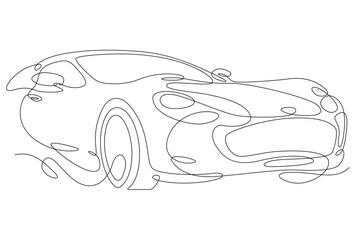 Poster - one continuous line.passenger car. part of the body of a modern car. details of the design of privat