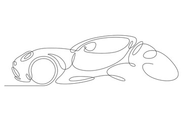 Poster - One continuous line.Passenger car. Part of the body of a modern car. Details of the design of private transport. One continuous line is drawn on a white background.