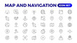 Navigation Line Icons vector. symbol of map location, Route, Marker, Map place marker. pointer GPS location symbol.