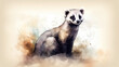 endangered specie concept , ferret in watercolor style risk of extinction, wildlife, 17 may , endangered specie day 