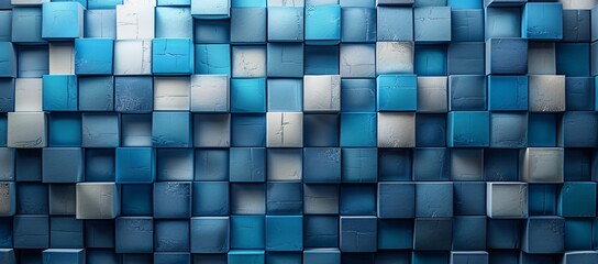 Wall Mural - Cubed Blue A Monthly Event Celebration Generative AI