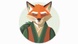 Round avatar. Portrait of a disgruntled fox in a green