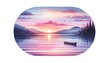 Tranquil watercolor illustration of a serene lakeside sunset with a canoe, ideal for themes related to nature, relaxation, and World Environment Day