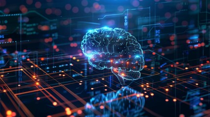 Aufkleber - Computer Generated Brain With Neural Connections