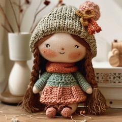 Wall Mural - Wool Knit cute Doll