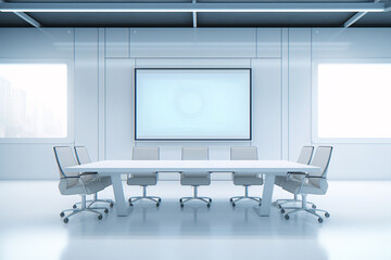 a white table and chairs in a room with windows