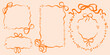© Radiocat - Set of bow border frames oval, square, rectangle shapes. Hand drawn ink vector illustration. Elements for poster, social media, banners, collage. Trendy ballet core, coquette core template.