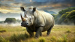 African rhinoceros in nature