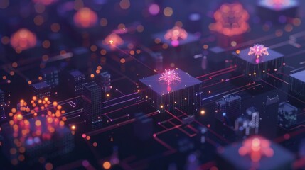Poster - Computer Generated City at Night