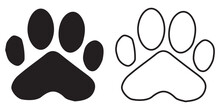 Paw Icon Vector Illustration. Paw Print Sign And Symbol. Dog Or Cat Paw Vector Foot Trail Print Of Cat. Dog, Puppy Silhouette Animal Diagonal Tracks For T-shirts, Backgrounds, Patterns, Websites, Eps 