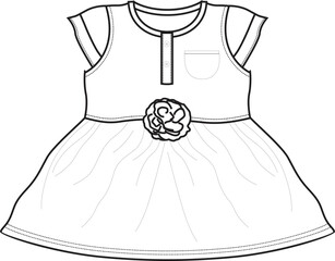 Wall Mural - Drawing Of a little girls frocks redye flower Outline Sketch Vector