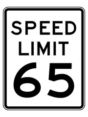 Wall Mural - Speed Limit Sign 65 mph, vector style png 